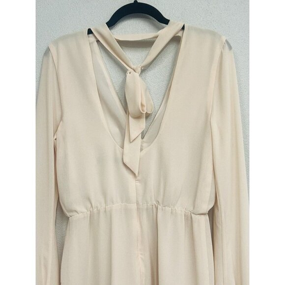 Lovers + Friends Romper Size Small Beige Pale Pink Long Sleeve Sheer Festival - Picture 4 of 15